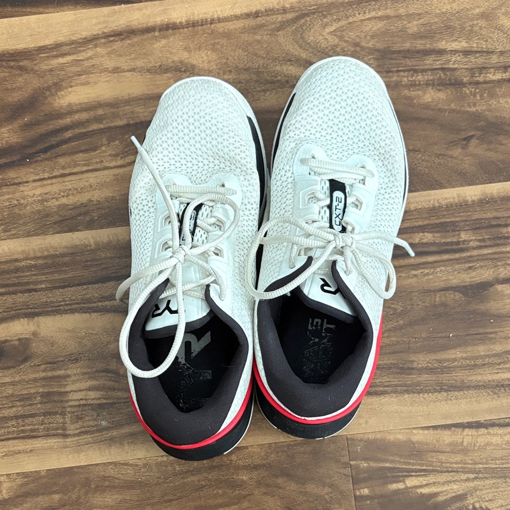 TYR White and Black Athletic Shoes with Red Accents